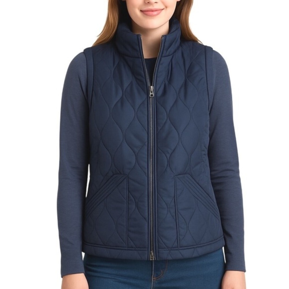 Old Navy Quilted Puffer‎ Vest Full Zip Mock Neck Navy Blue S Gorpcore Chic 69-37